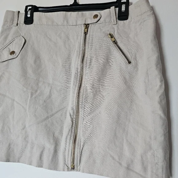 J. Crew linen cotton blend gold tone hardware cargo zipper mini skirt Size 10 - Picture 2 of 6